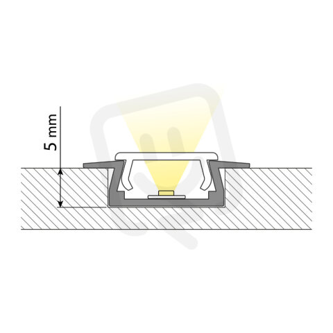 Sada - vestavný hliníkový profil VR 22x7mm vč. mléč. difuz. a koncovek 2m