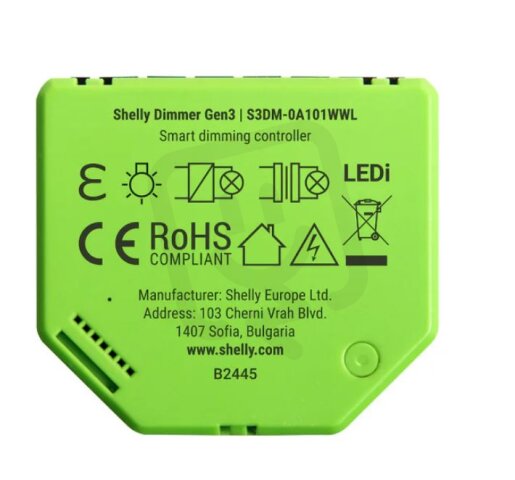 Stmívací modul SHELLY DIMMER GEN3 1kanálový, WiFi, Bluetooth
