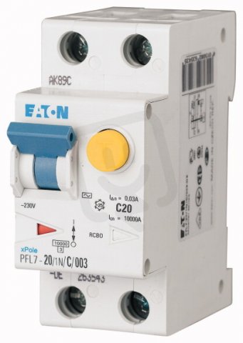 Chránič s jističem 10A PFL7-20/1N/C/003-A 1+N C 0.03A 20A EATON 263544