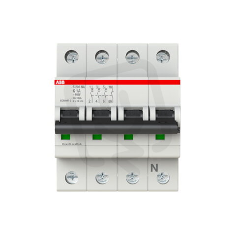 S203-K1NA jistič 3F odpojení N vodiče (3+NA) 1 A char. K 6kA ABB 2CDS253103R0217