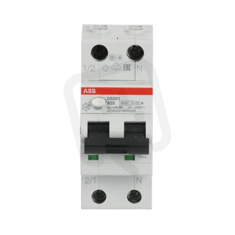 ABB DS201 B25 A300 kombinace jistič/chránič 2P (1P+N) 25A 300mA B 6kA A