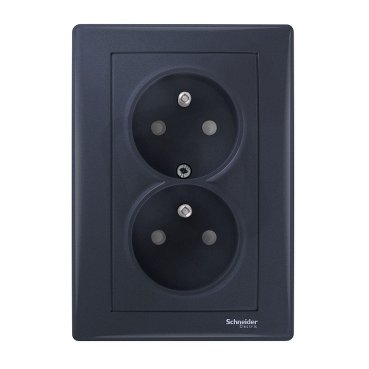 Sedna Zásuvka dvojnásobná 2x(2P+PE) s clonkami, Graphite SCHNEIDER SDN2800570