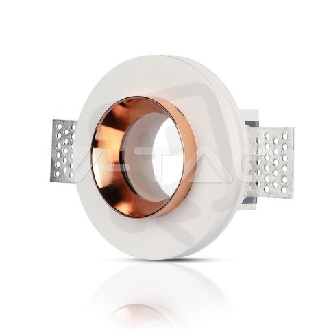 GU10 Fitting Gypsum White Recessed Light With Rose Gold Metal Round, VT-866