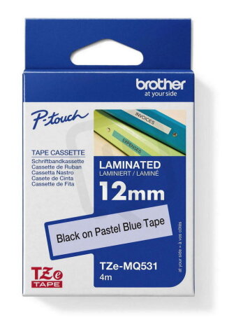 Páska BROTHER TZe-MQ531 pastelová modrá/černá (12mm, 4m)