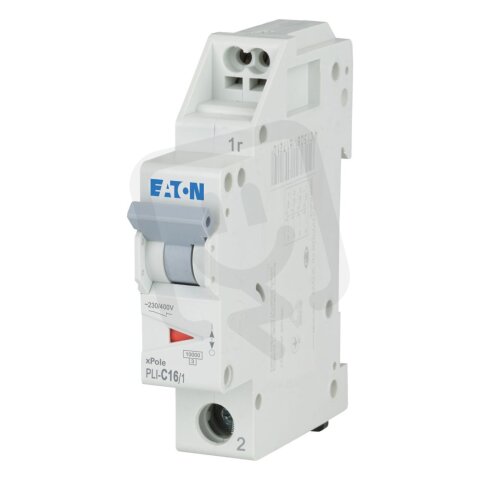 PLI-C16/1 Jistič PLI (bezšroubové svorky nahoře) char C 1-pólový 10kA 16A 101258