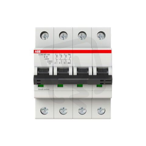 ABB S203MT-C8NA, 3 fázový jistič (3+N), 8A, C, 10kA, určeno pro drážní aplikace