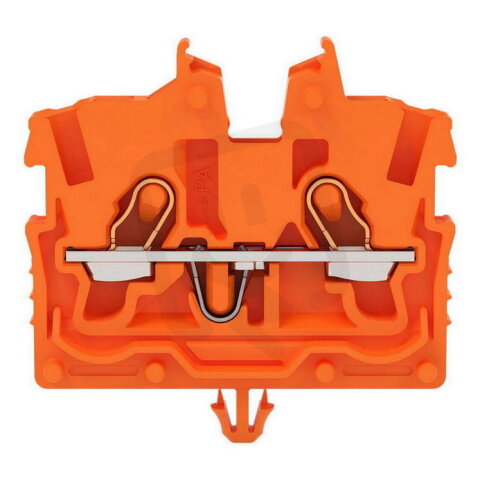 2vodičová průchozí svorka Mini, S ovládacími otvory, 1 mm2, Oranžová
