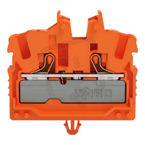 2vodičová průchozí svorka Mini, s ovládacím tlačítkem, 2,5 mm2, Oranžová