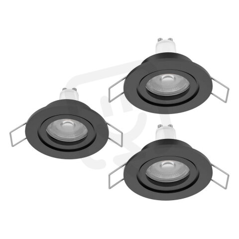 Vestavné svítidlo BARRANCO 3X GU10 d84 13,5W IP44 černá EGLO 902237