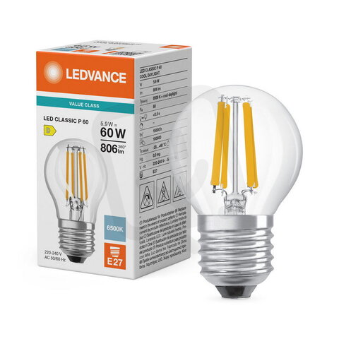Světelný zdroj LED CLASSIC P V 5.9W 865 Clear E27 LEDVANCE 4099854785429