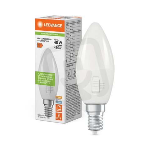 LEDCLB40 DIM 4.9W 3 CCT FR E14 P   LEDV