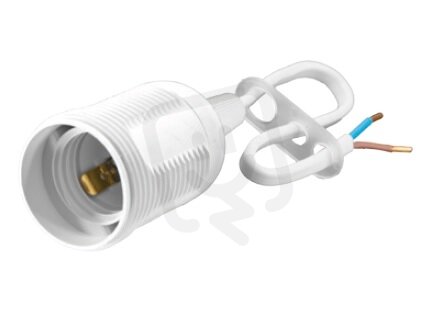 Plastová objímka vnější závit + kabel E27 bílá SEZ-CZ OBJ-E27-2X0,75