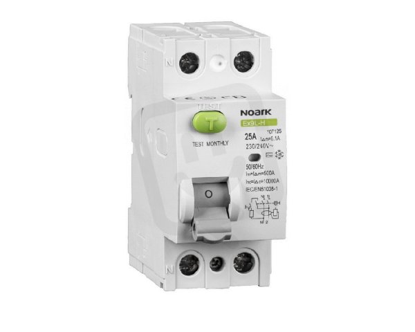 Proudový chránič NOARK 108293 EX9L-H 10kA, 2-pól, 25A, 100mA, typ G+A
