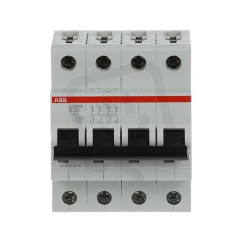 S204M-B20 4 fázový jistič 20 A char. B 10kA ABB 2CDS274001R0205