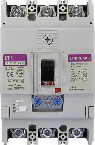 Kompaktní jistič EB2S 250/3LA 250A 3p ETI 004671888