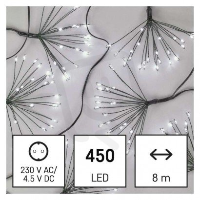 LED světelný řetěz - svítící trsy, nano, 8 m, vnitřní, studená bílá, časovač