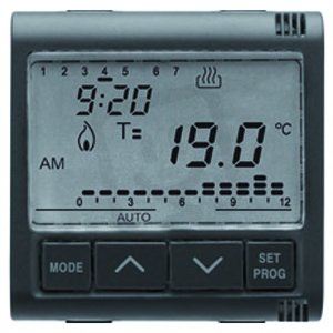 Gewiss GW21827  Časový termostat denní/týdenní program, 2M 230V ac 50/60Hz černá