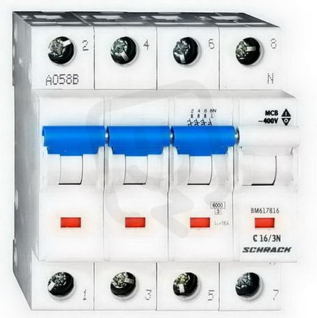 Instalační jistič 6 kA, C 16A, 3+N SCHRACK BM617816--