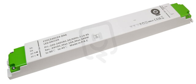 Napěťový zdroj 24V, 10A, 240W, IP20, DALI + PUSH ALUMIA FTPC240V24-DA6