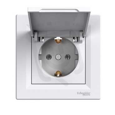 ASFORA Zásuvka SCHUKO 250V 16A s víčkem, bílá SCHNEIDER EPH3100121