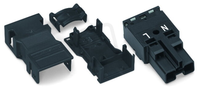 Zástrčka S pouzdrem s odlehčením tahu 2pól. černá WAGO 770-112/041-000