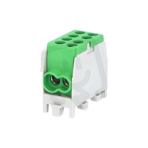 Svorkovnice rozbočovací HLAK 25 1/2 M2 100A 1pól. AL/CU IP20 zelená na DIN