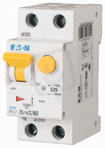 Chránič s jističem 10A PFL7-25/1N/C/003-A 1+N C 0.03A 25A EATON 263550