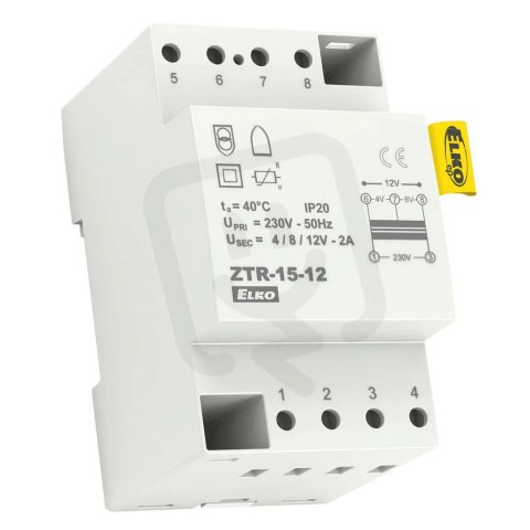 Zvonkový transformátor, 12V, 15VA ZTR-15-12 ELKO EP 8595188139281