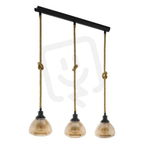 Závěsné svítidlo RAMPSIDE 3xE27 černá/lano/jantar 84W IP20 EGLO 43192