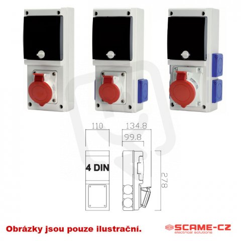Zásuvková rozvodnice s chráničem 632 1x32A SCAME 632.3-000F2