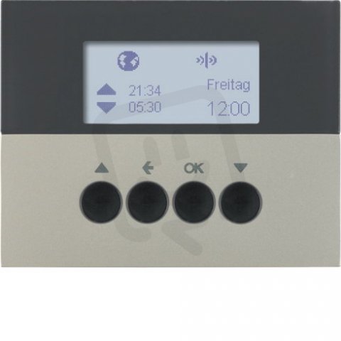 KNX RF žaluziový časový spínač, quicklink, K.5, nerezová ocel mat, lak. 85745173