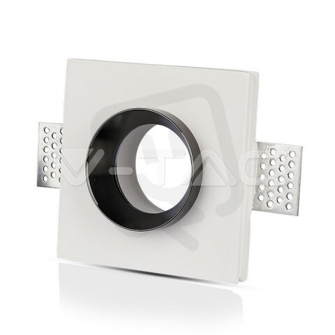 GU10 Fitting Gypsum White Recessed Light With Chrome Metal Square, VT-866