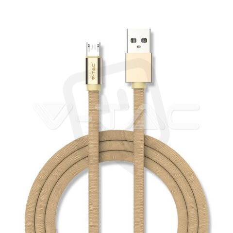 1M Micro USB 2.4A Cotton fabric cable, Ruby series, gold color, VT-5342