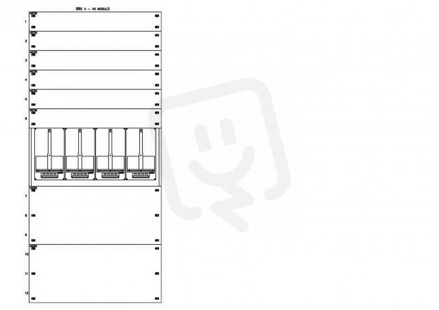 Konstrukce elektroměrová 4-45, 1-řadá, plastové panely SCHRACK CSIL125445