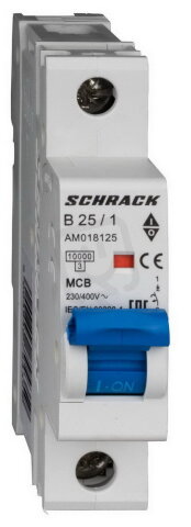 Instalační jistič AMPARO 10kA, B 25A, 1P SCHRACK AM018125--