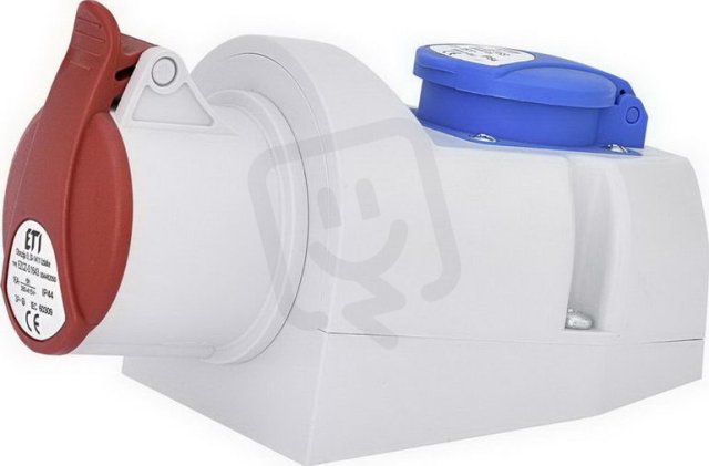 ETI Průmyslová zásuvka na stěnu 3F (+ 1-f Schuko 16A) IP44 16A 400V 3p+PE