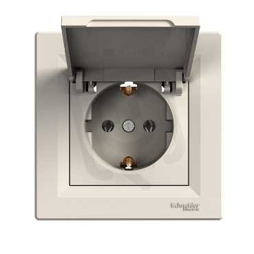 ASFORA Zásuvka SCHUKO 250V 16A s víčkem, krémová SCHNEIDER EPH3100123