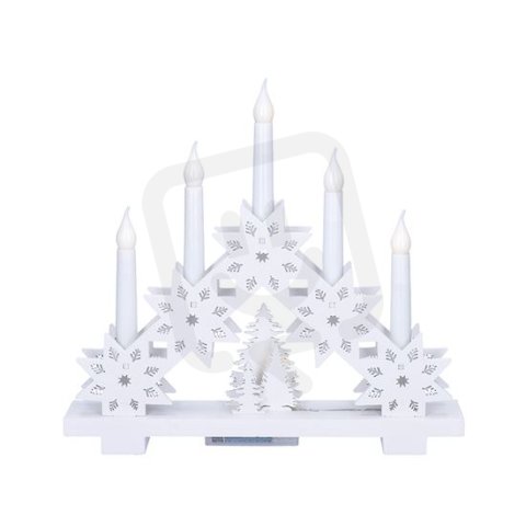 LED vánoční svícen s hvězdami, 30cm, 5x LED, 2x AA SOLIGHT 1V265