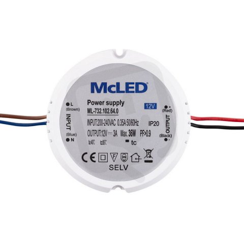 Napájecí zdroj 36W, DC12V/3A, IP20, do elektroinstalační krabice