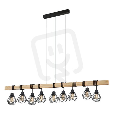 Závěsné svítidlo TOWNSHEND 5 černá/dub 9X60W IP20 EGLO 44077