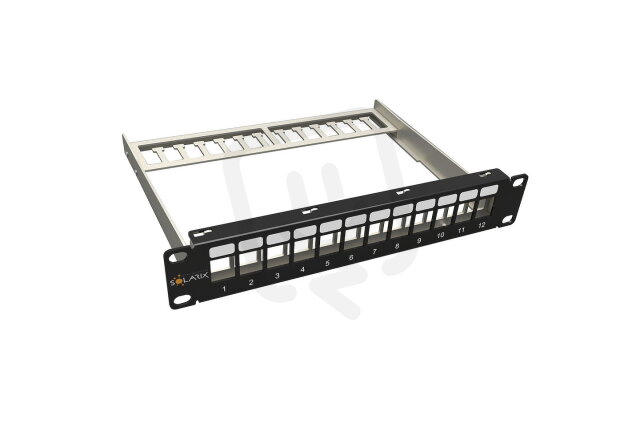 10" Neosazený univerzální panel Solarix 12 portů 1U pro keystony 24000110