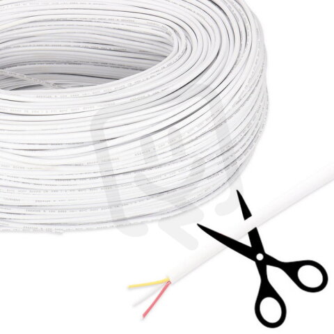 3-žilový kulatý PVC kabel AWG 20/0,52 mm2, bílý plášť, červená/bílá/žlutá