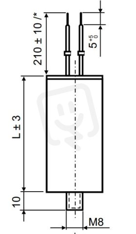 Světelný kompenzační kondenzátor 20uF patní šroub M8 LCP0200021