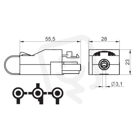 Zástrčka BCS-3T/M2-N s krytem, zámkem, dvojitá konektorová přístrojová J386060