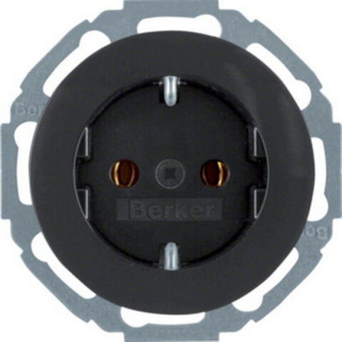 Zásuvka, SCHUKO, 16 A, 250V, šroubovací svorky, Serie R.classic, černá, lesk