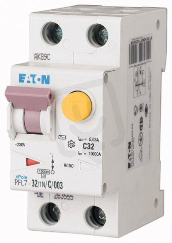 Chránič s jističem 10A PFL7-32/1N/B/003-A 1+N B 0.03A 32A EATON 263553