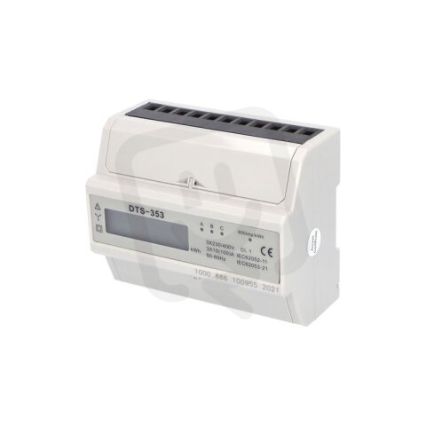 Elektroměr DTS 353-L 100A, 7mod., LCD, 3-fáz., 1-tar., podružný ELEMAN 1000886