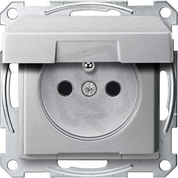 Merten Zásuvka 2P+E 250V s víčkem IP20 System M Aluminium SCHNEIDER MTN2510-0460