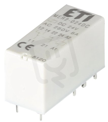 Miniaturní paticové relé MER2-024DC, kontakty 2xCO,8A, 24V DC ETI 002473032