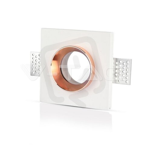 GU10 Fitting Gypsum White Recessed Light With Rose Gold Metal Square, VT-866